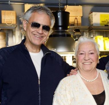Edi Bocelli with her son Andrea Bocelli.
